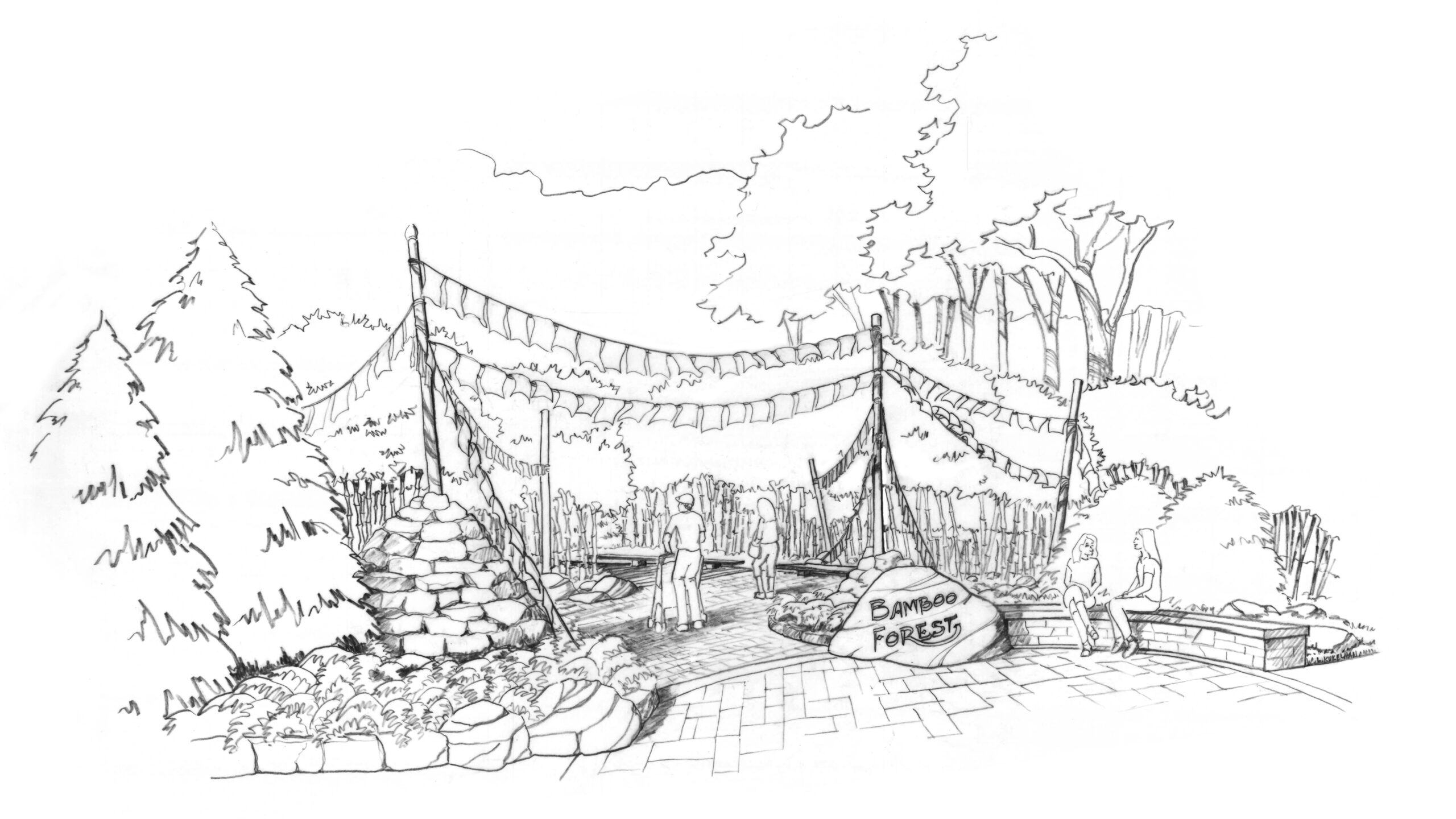 Sketch of proposal for entrance to Red Panda zoo exhibit