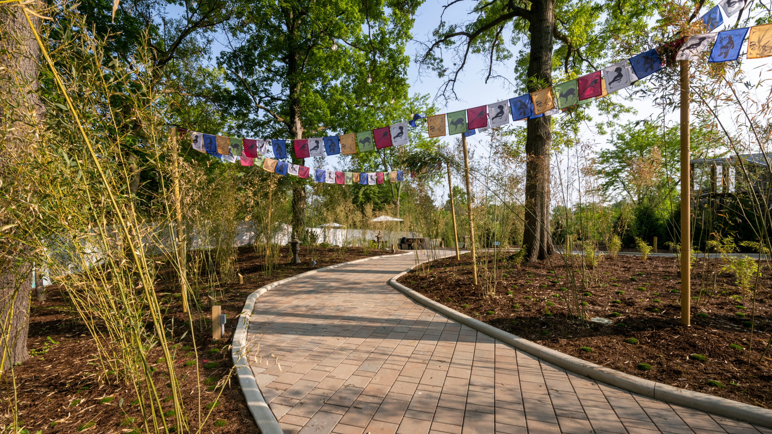 Actual flagged entrance area to Red Panda zoo exhibit