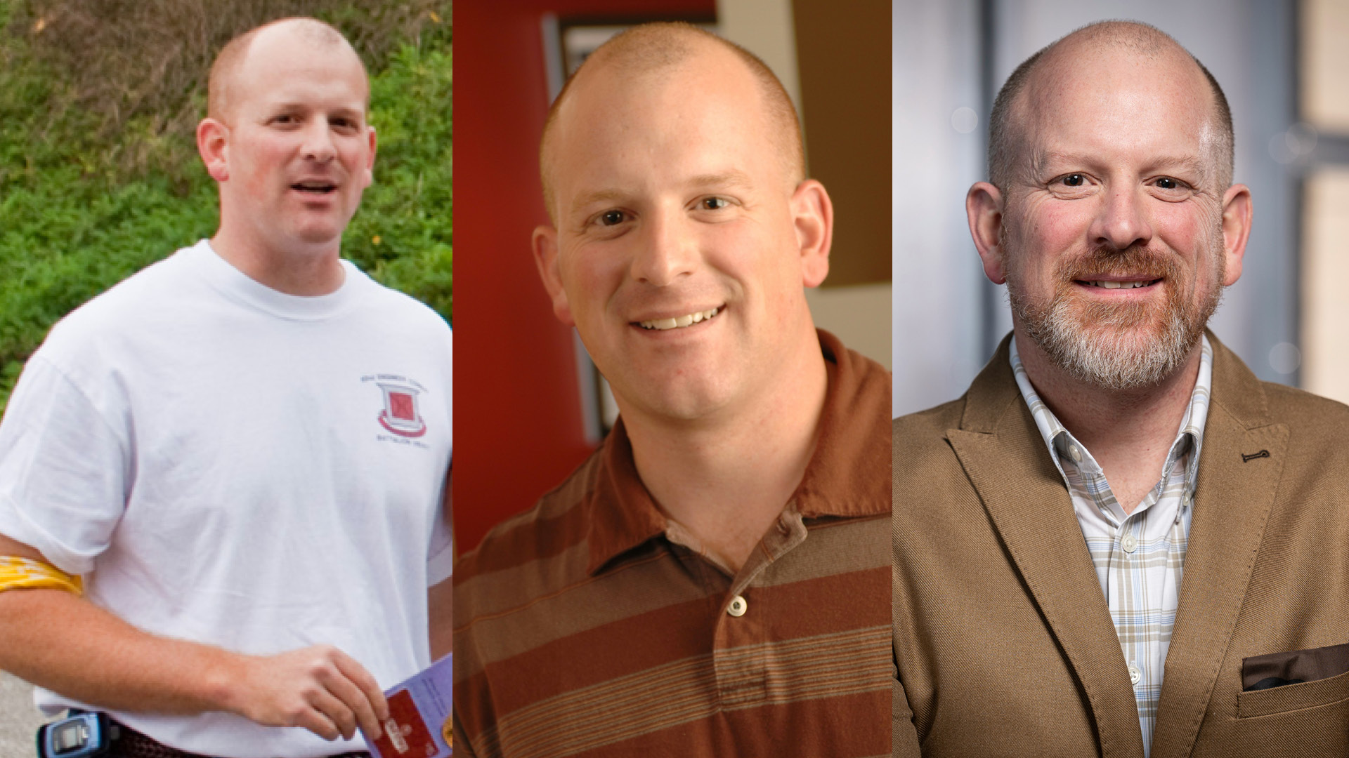 Three Jeff Harless headshot photos from across the 24 years at MSKTD.