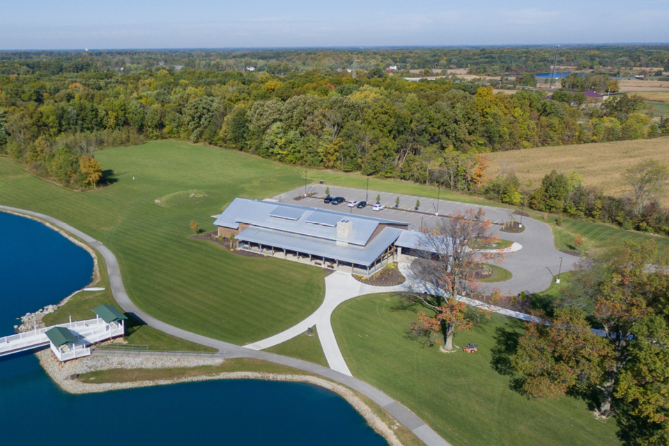Camp Red Cedar drone shot of facility and ponds